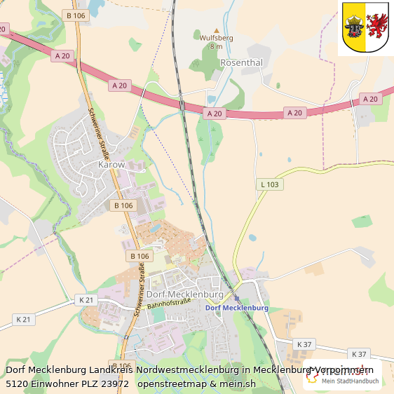 Dorf Mecklenburg Landstadt Lageplan